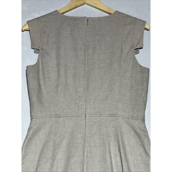 J Crew Resume Dress in Stretch Linen Blend Size 4 Natural Tan Career Work Office - Picture 4 of 12
